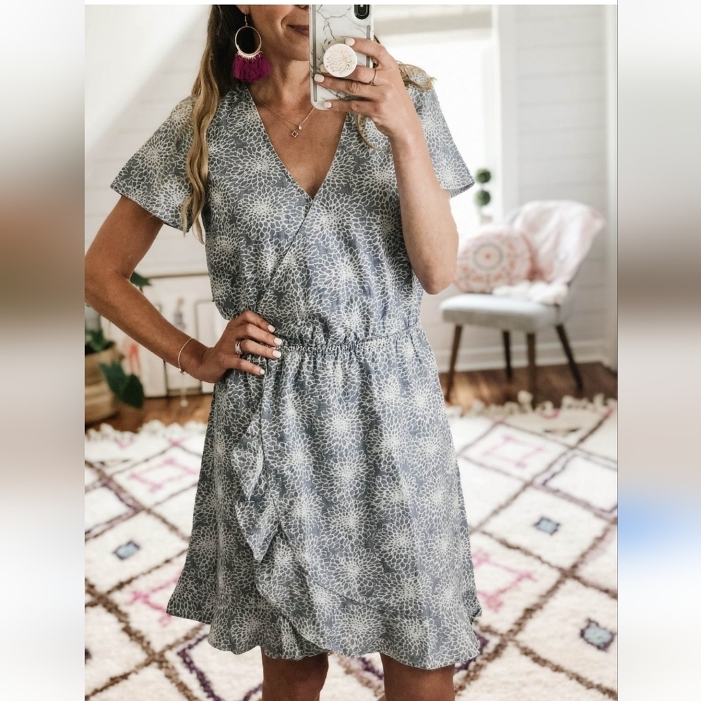 J. Crew Blue and White Wrap Dress